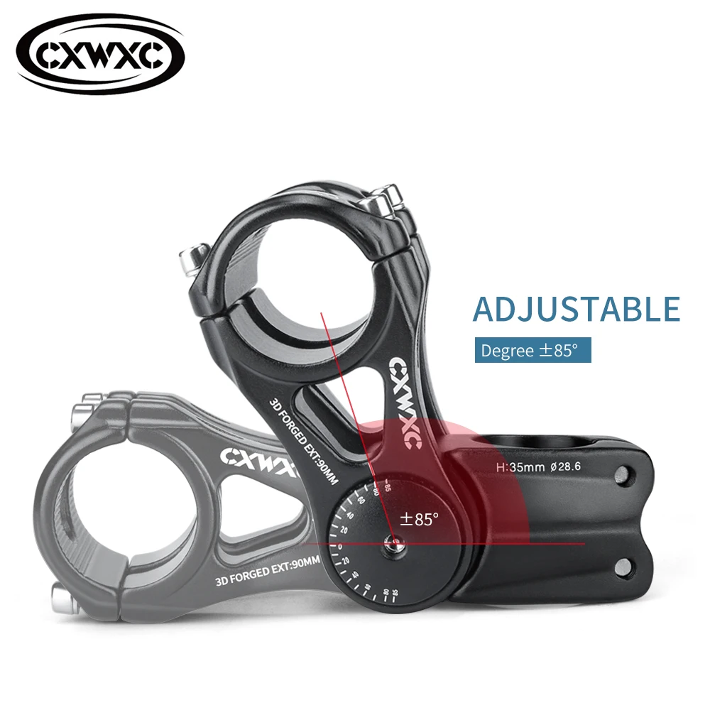 Adjustable MTB Stem for Bicycle Handlebar Stem 90/110/145mm Riser Mountain BMX Fixie Gear Aluminum Alloy Front Fork Bike Stem