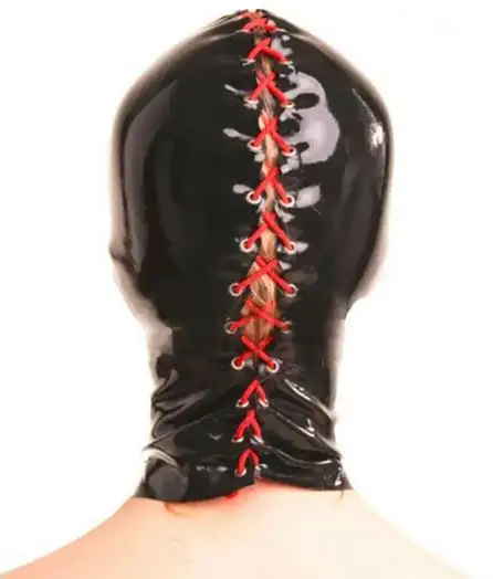 Halloween Latex Hood Rubber Unisex Hooded Party Sexy Lacing Clothing Adult Game Bdsm Hood