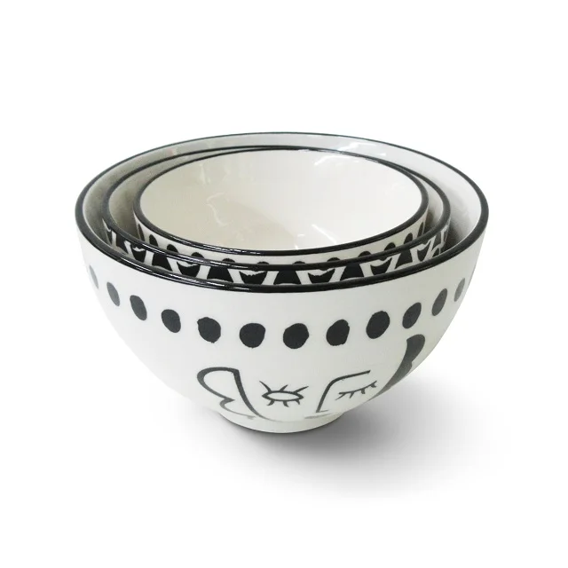 Hot sale ceramic noodle bowl with chopstick  ramen japanese bowl custom print