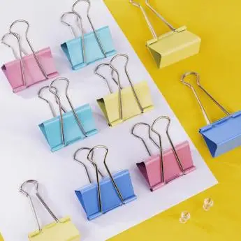 Custom Logo Paper Binder Clips Stationery Metal Colorful Binder Clips For Home School Office