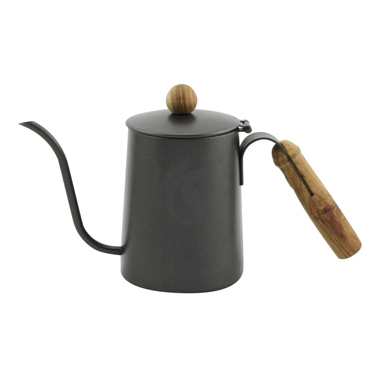Customized Stainless Turkish Drip Tea Hand Pour Goose Neck Kettle Offices Arabic Coffee Pot With Wood Handle