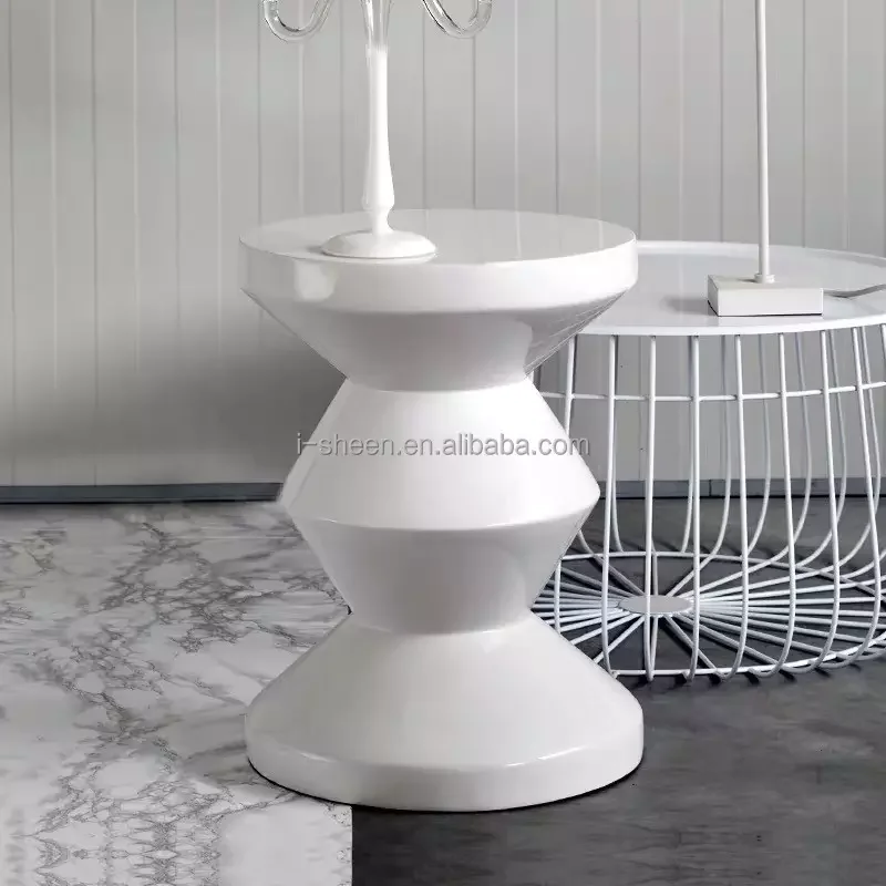 Living Room Furniture Black  Coffee Table firbeglass Round Side Table For Sale