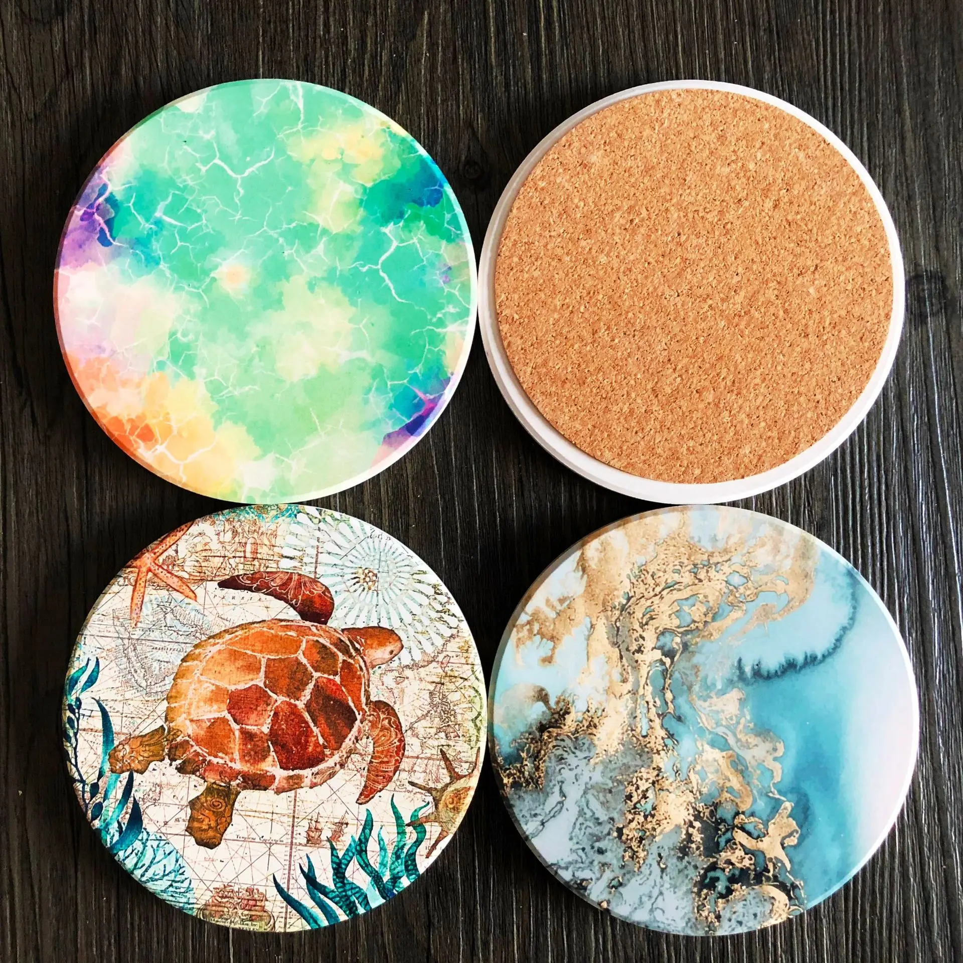 Hot-sell Water-absorbent Ceramic Round Shape Coaster Customized Design for Family Gifts with Cork Backing Factory Price