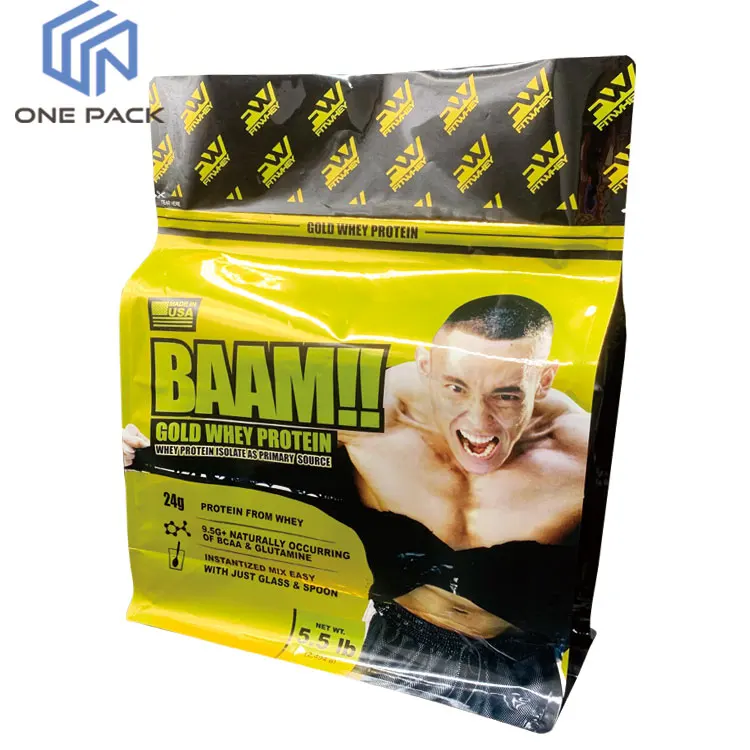 Digital print low MOQ 4kg 5LB 10LB Aluminium foil Flat Bottom Side Gusset Milk Supplement Whey Protein Powder food Packaging Bag