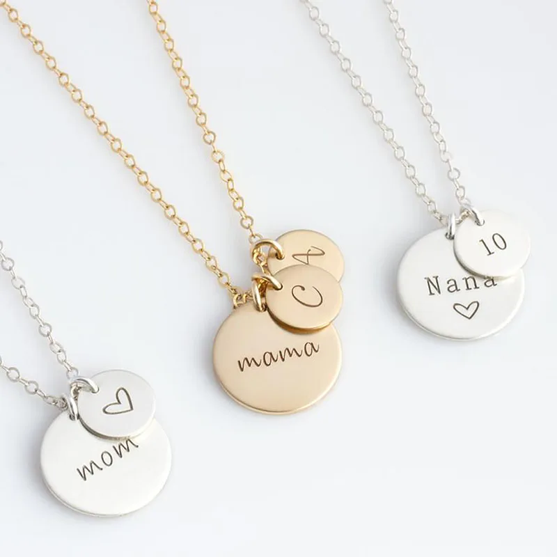 new personalized disc mama necklace custom sterling silver letters name necklace