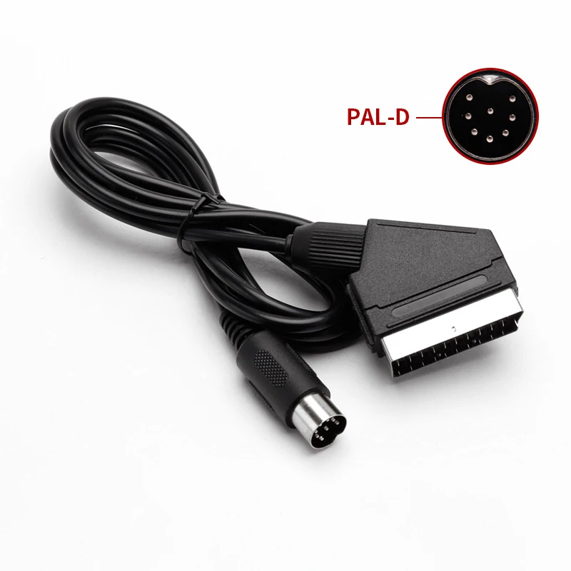 1.8M PAL-D 8P to 20Pin Scart Cable for Sega Megadrive MD 1 Genesis 1 Master System 1 RGB AV Scart Cables