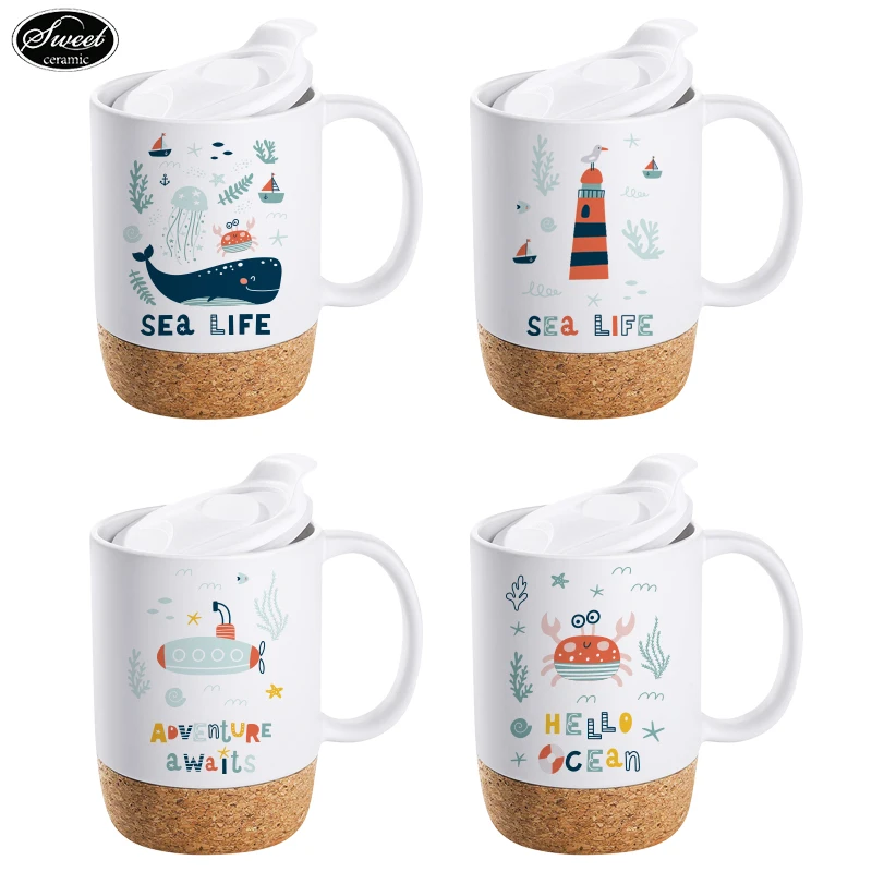 Custom Cork Base Ceramic Coffee Mug Wholesale Stoneware With Lid With Logo Supplier Manufacturer Tea Porcelain Mugs Matte Black