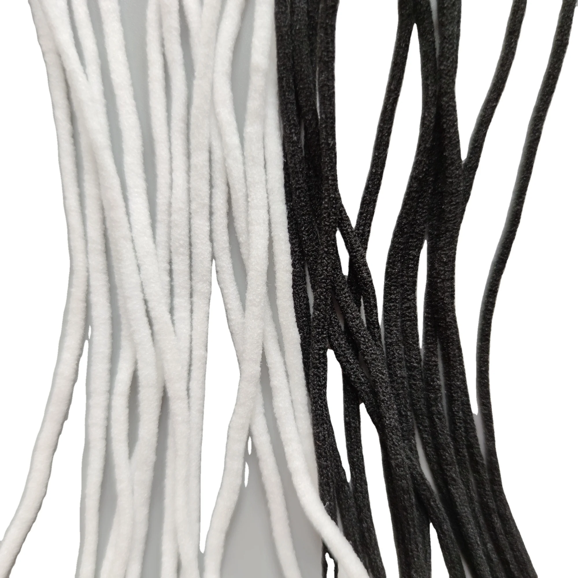 Wholesale 3mm 4mm 5mm round white black super soft stock mask elastic cords