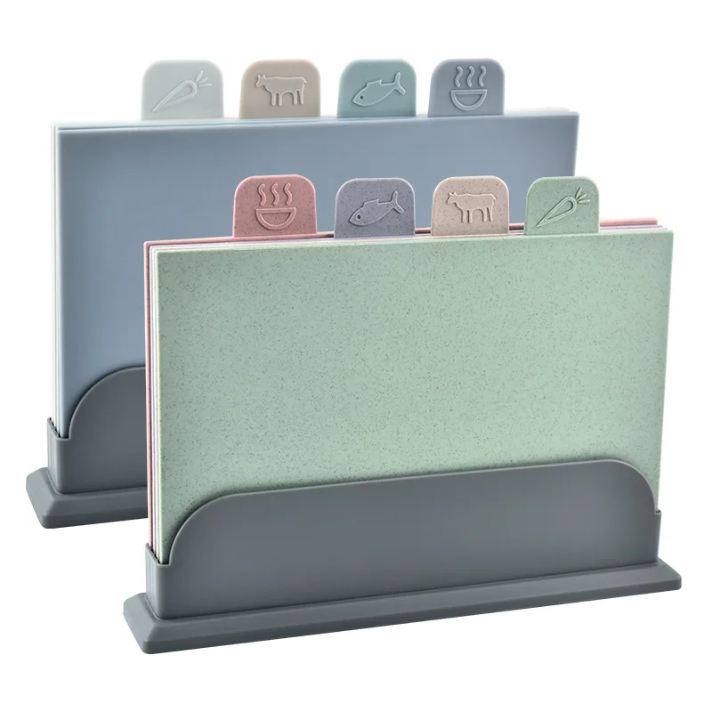 New Arrival  Four-piece Set Of Classification Chopping Board Household Supplementary Food Cutting Board Wheat Straw