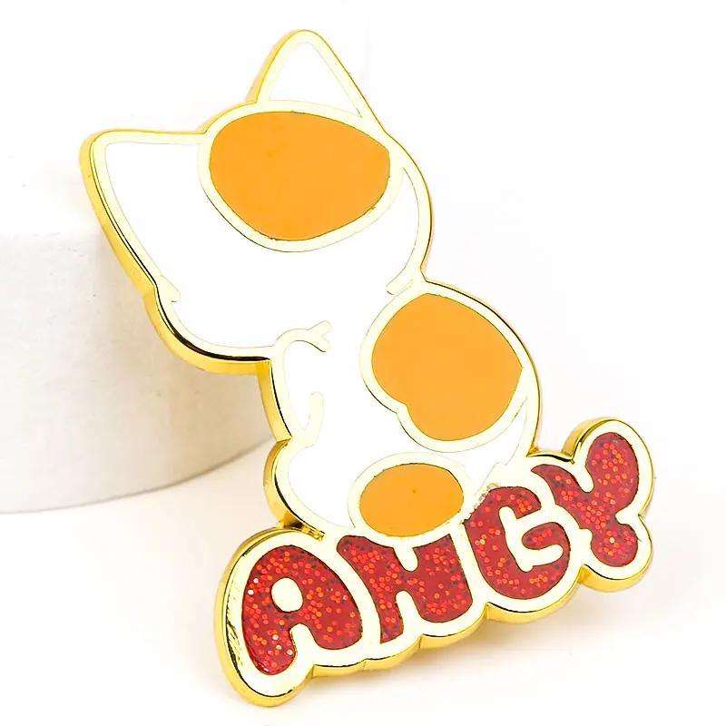 Vograce Factory Custom Cat Hard Lapel Enamel Pins With Chain