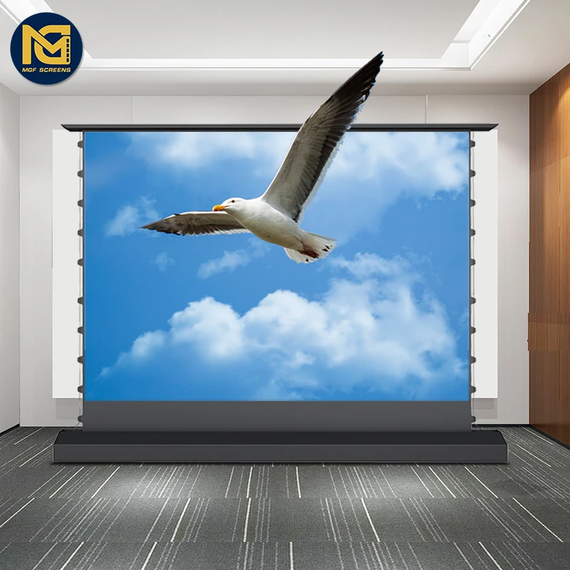 MGFscreens 150 inch Electric tensioned floor screen self-rising portable long focus ALR for short throw projector home cinema