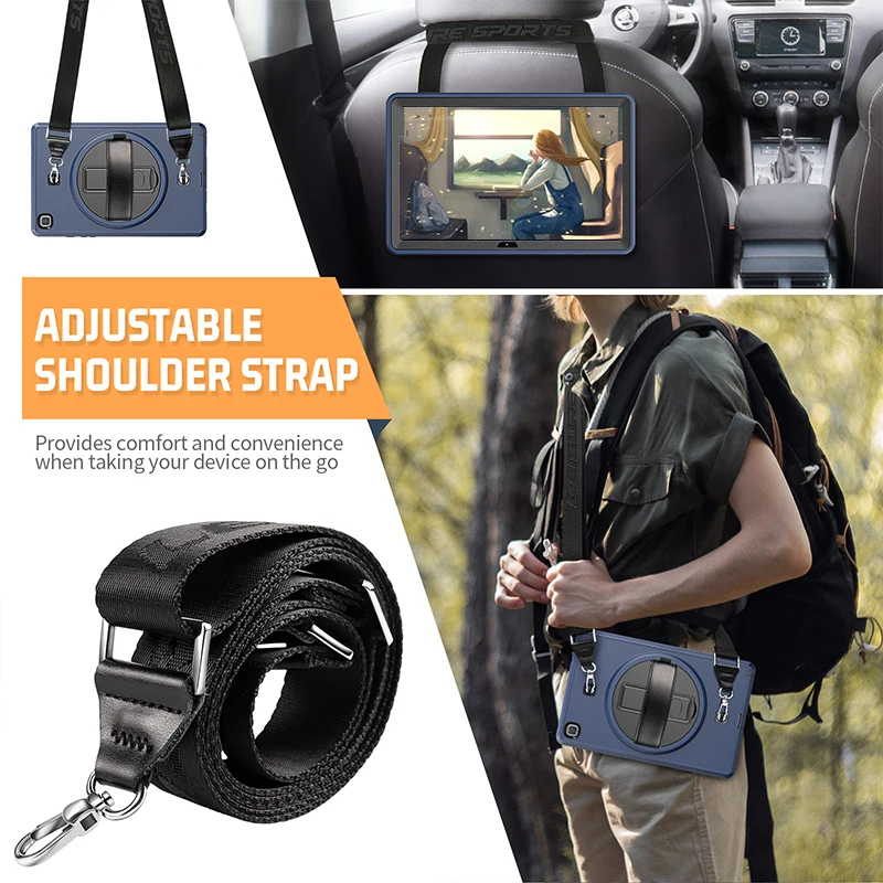 For Amazon Fire hd 8 Shockproof Rugged Case With Screen Protector Shoulder Strap For Amazon Kindle Fire HD8 Plus 2020