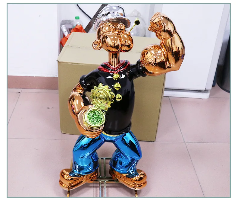 Customized Famous Cartoon Art Statue Fiberglass Popeye Sculpture popeye statue for home Decoration