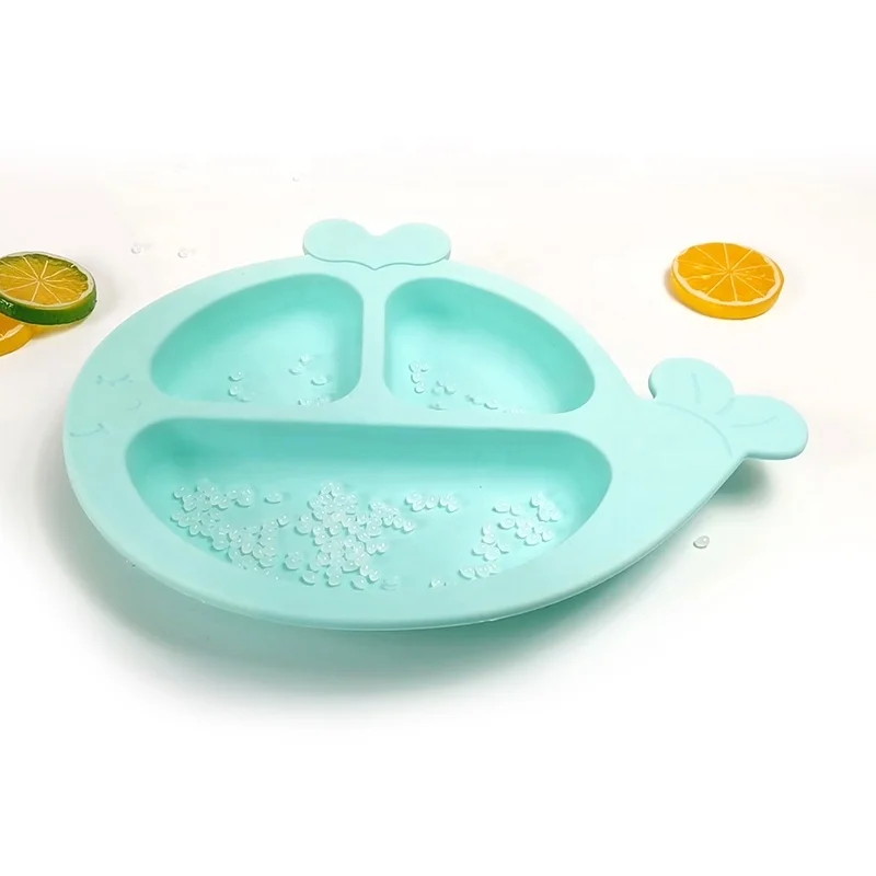 Wholesale Custom BPA Free Toddler Divided Food Dining Plate Suction Silicone Plate Baby Feeding