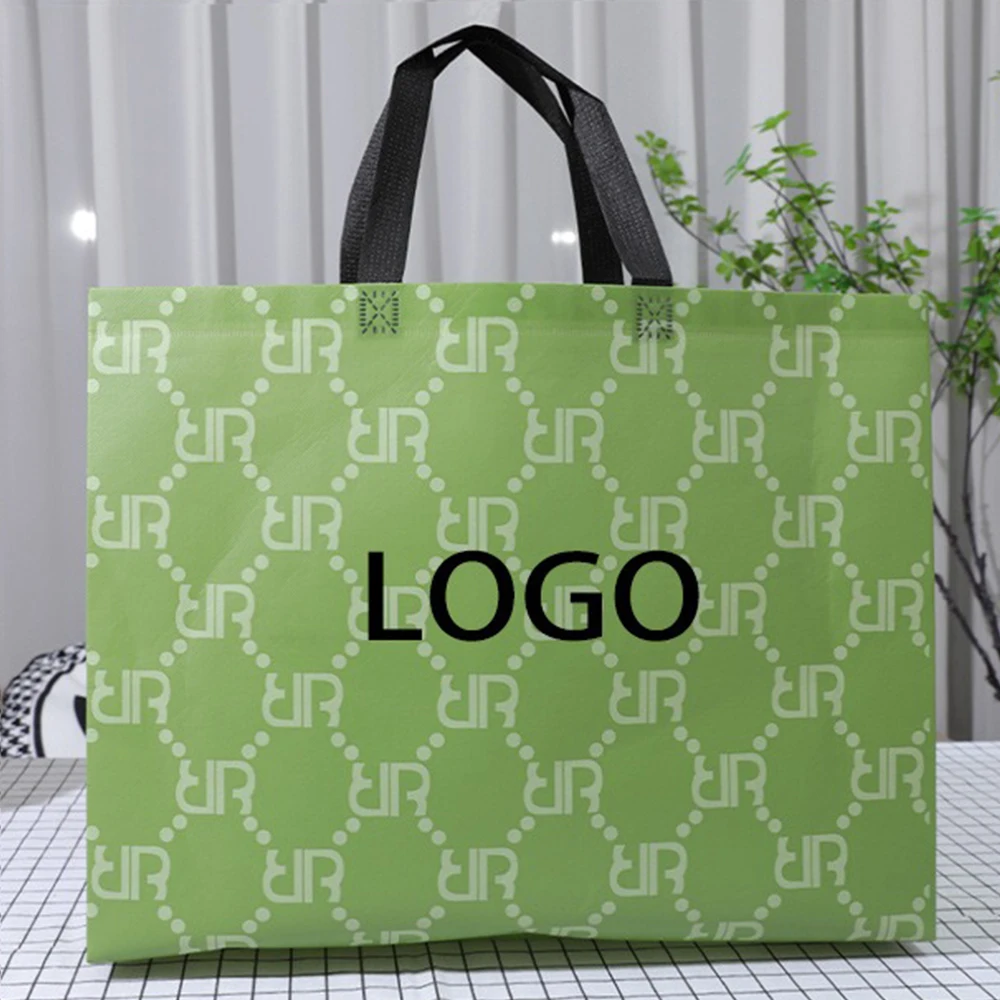 Custom logo reusable fabric foldable tote colourful laminated non woven shopping bag