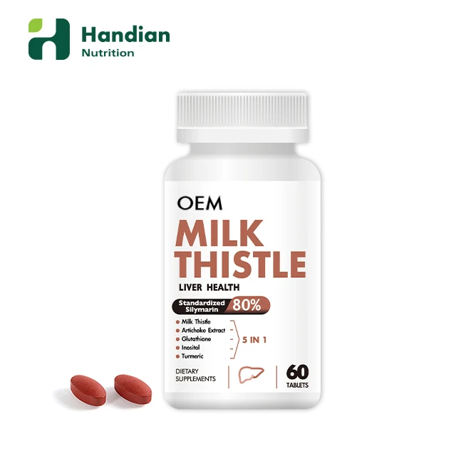 OEM Milk Thistle Capsules for Liver Support Herbal Supplement 500 mg per Serving 60 counts