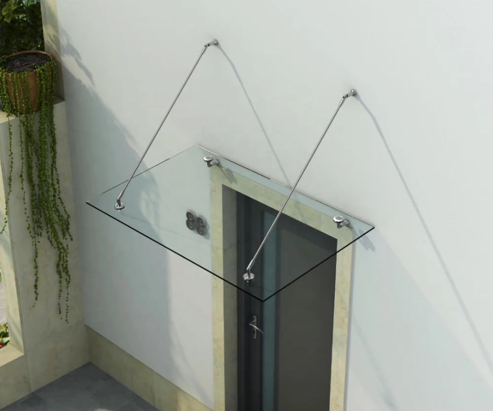 Wholesale Front Door Rain Canopy Frameless Glass with Stainless Steel Hardwares