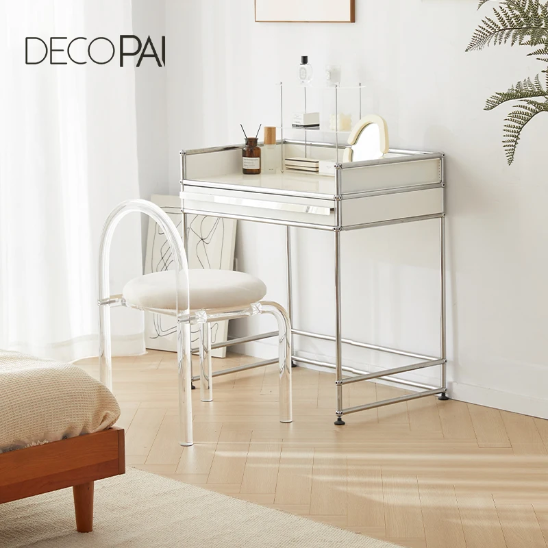 Nordic stainless steel dressing table, small apartment, high value, simple and minimalist designer dresser