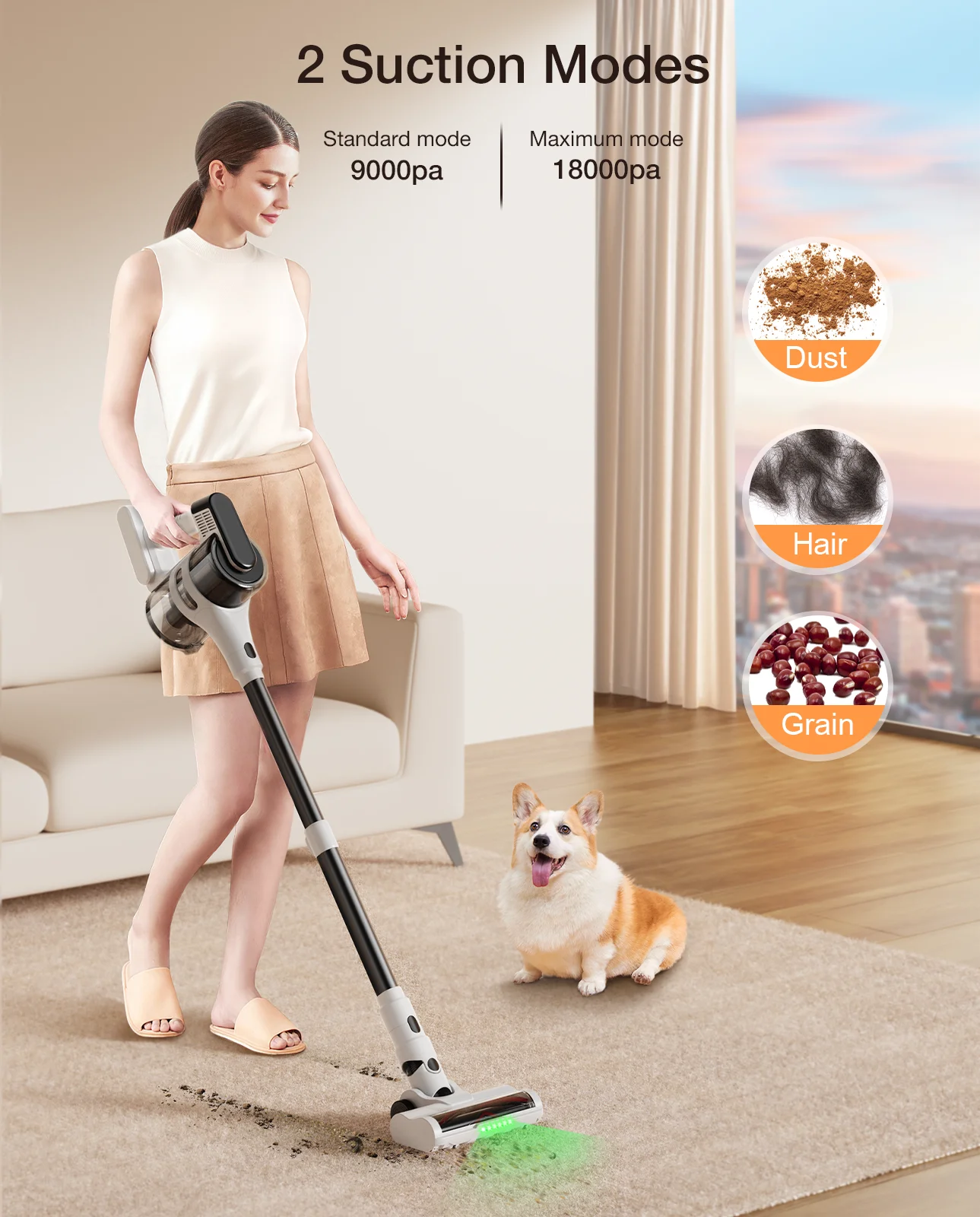 Moosoo S5Mate Portable Cordless Vacuum Cleaner Stick Vacuums Cordless Vacuum Cleaner 80000 Rpm High-Speed