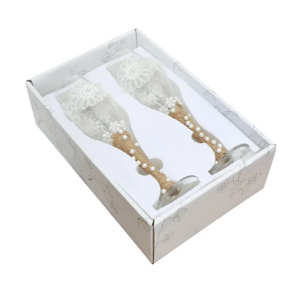 Wholesale cake knife set clear glass goblet wedding champagne glasses set