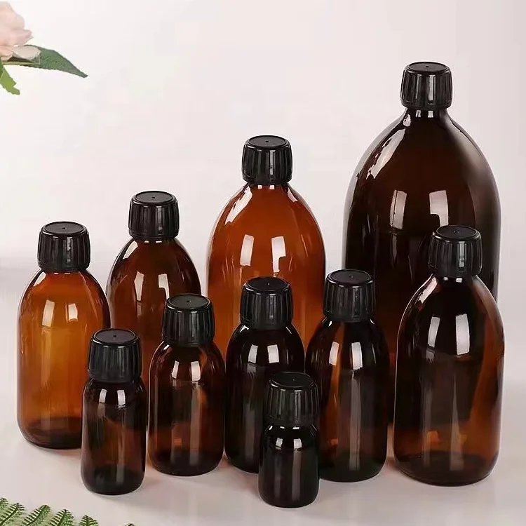30 60 90 125 150  250 300 500 1000 ml Pharma Sirop Amber Glass Medicine Oil Bottle Cough Syrup