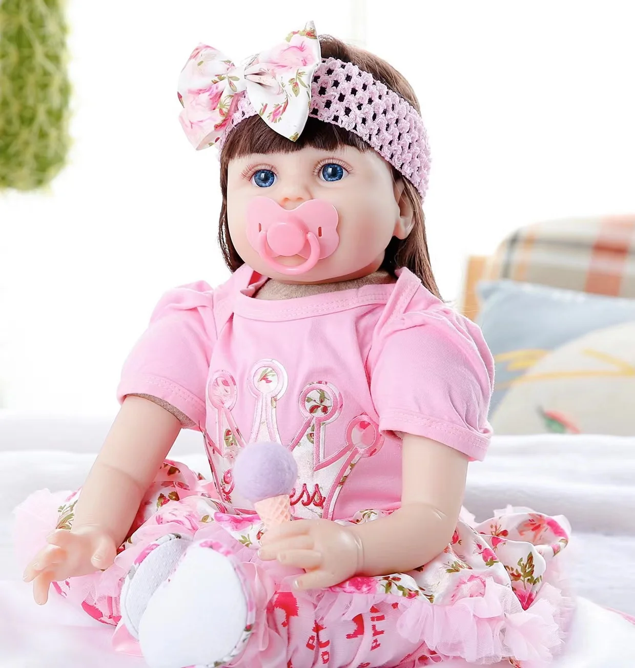 Wholesale Cute Reborn Baby Dolls With Low Price DIY Toys 22Inch Pink Dress Bebe Reborn Newborn Baby
