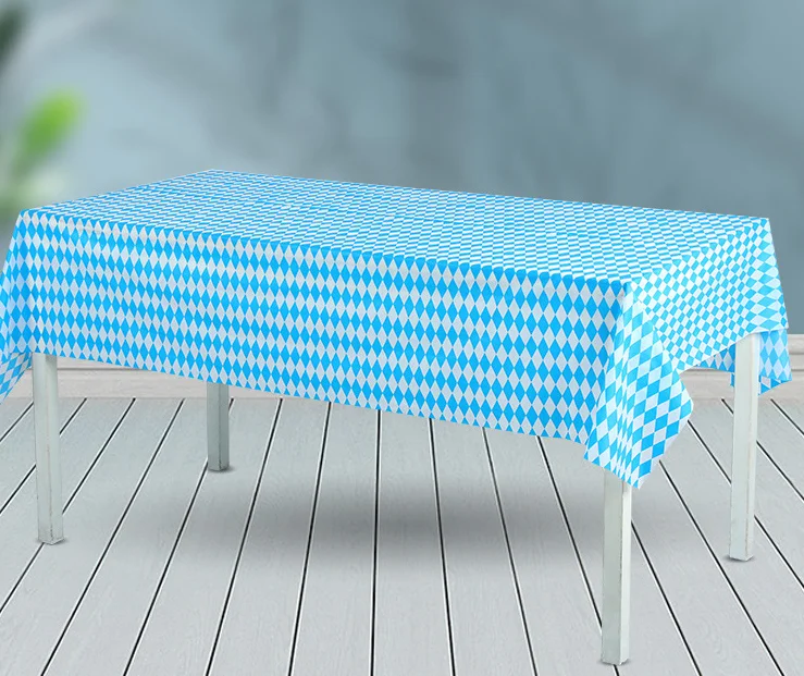 Oktoberfest Bavarian Table Cover Blue and White Tablecloth Oktoberfest Bavarian Flag Check Table Cloth
