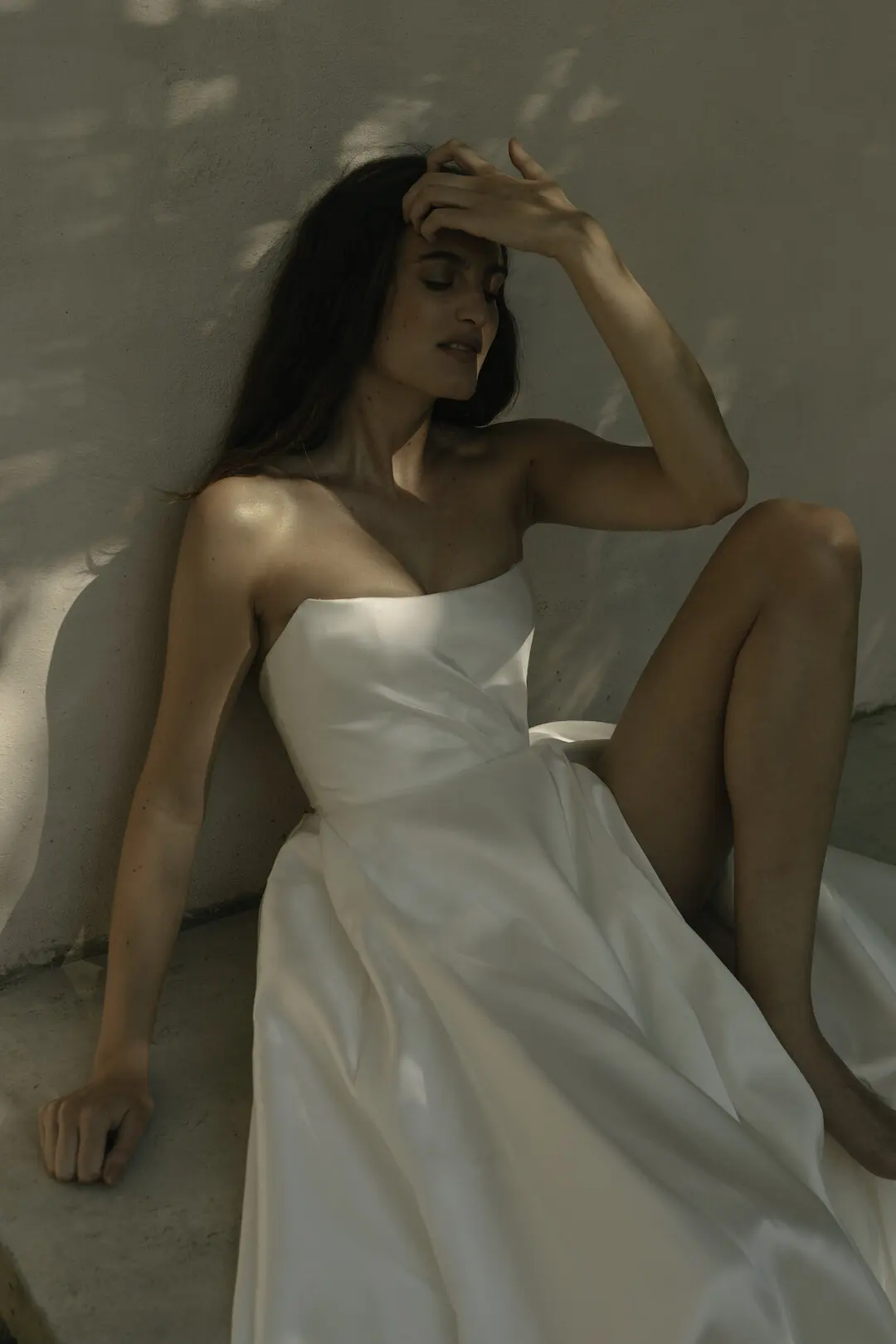 Dreamy princess ball gown high side split strapless corset backless Mikado wedding dress bridal gown