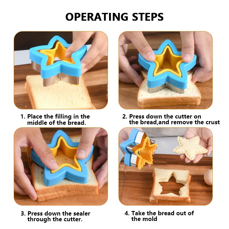 Kitchen Kids Food Accessories Cookie Cutter Cortadores De Sandwich Para ninos Set Sandwich Cutters