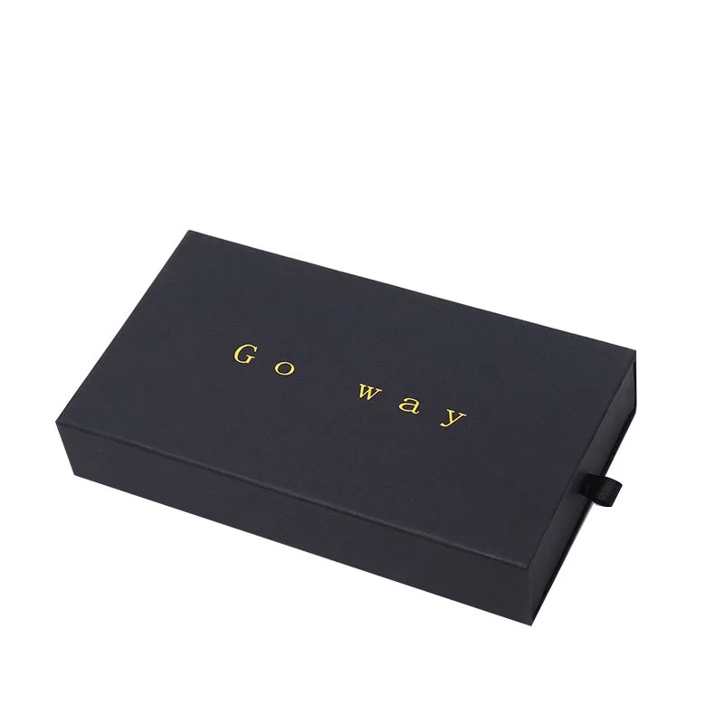 Wholesale Custom Logo Luxury Black Paperboard Drawer Box Eyelashes Cosmetics Artificial Nails Press On Nails Packaging Paper Box