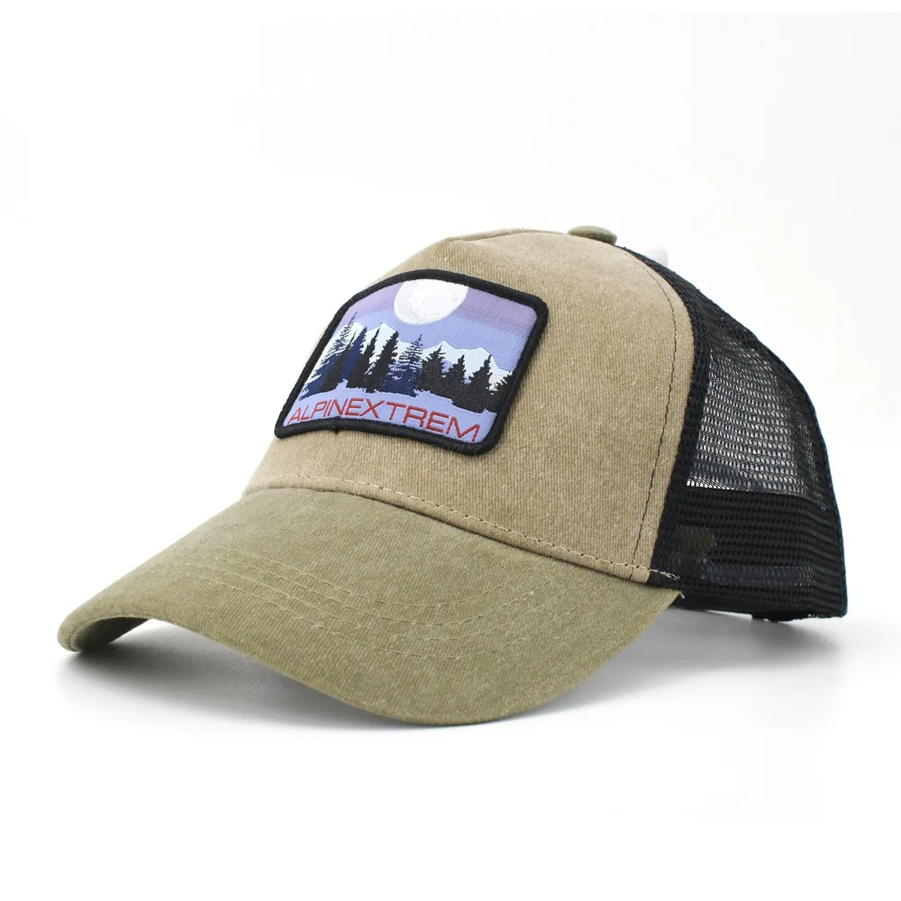 Wholesale  5 Panel Woven Label Patch Mesh Cap Supplier Trucker Hat Custom Logo for Women And Men Unisex