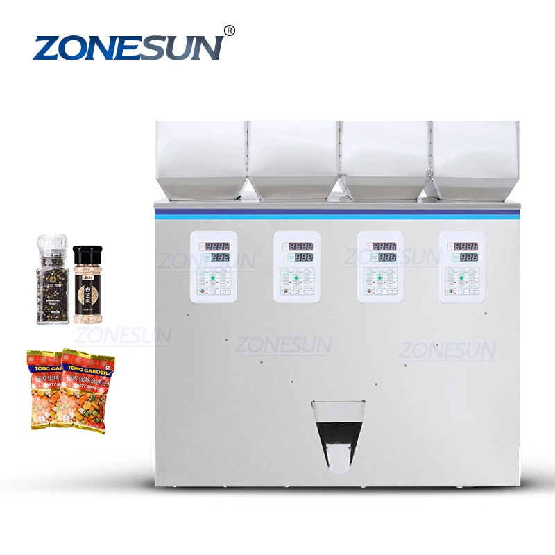ZONESUN ZS-GWF4 Semi Automatic Four Heads Spice Powder Particle Grain Rice Coffee Bean Granule Weighing Filling Machine