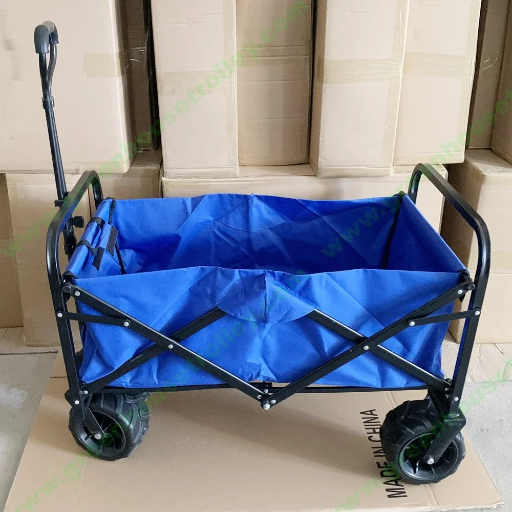 Collapsible Heavy Duty Beach Wagon Cart Outdoor Folding Camping Garden Beach Cart with Universal Wheels Adjustable Handle
