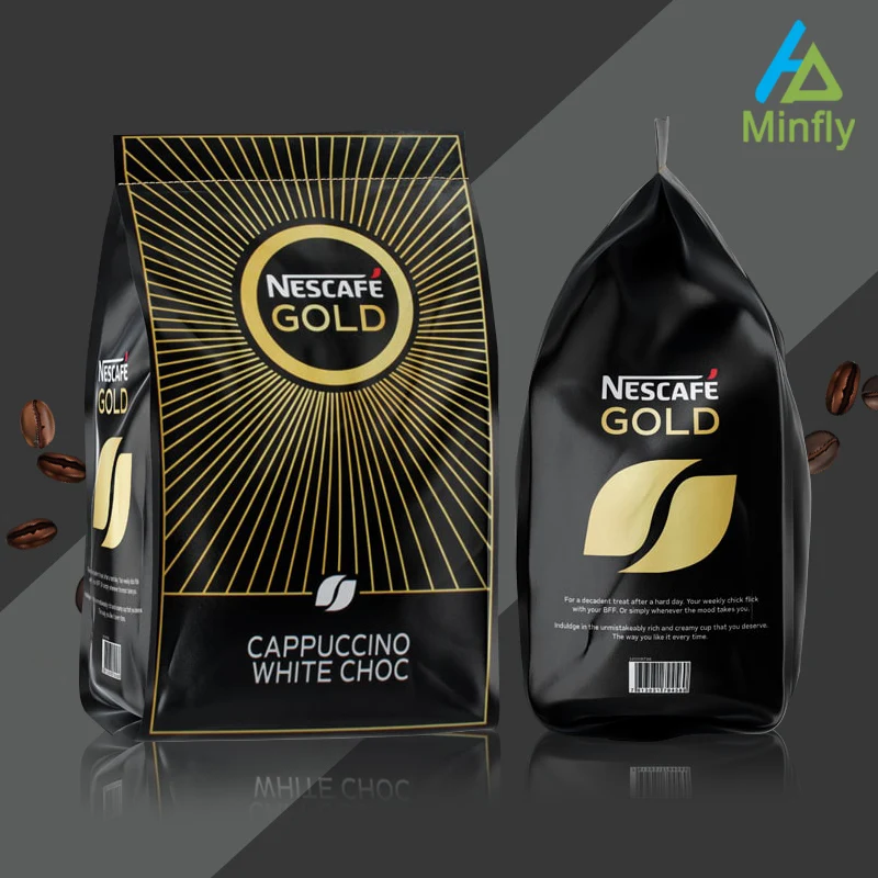 Minfly Digital Printing Custom Plastic Self Seal Cocoa Bean 8 Side Gusset  Flat Bottom Coffee Bag with Zipper Pouch