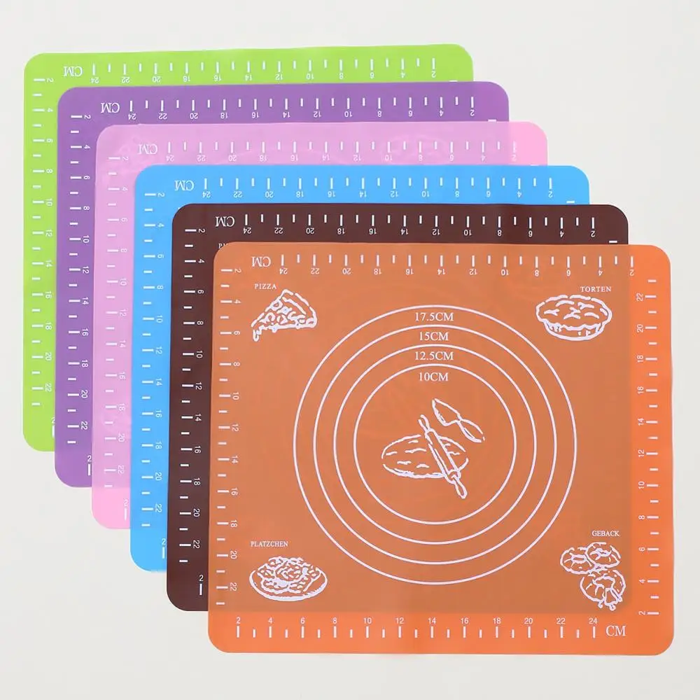 
26x29cm Silicone Baking Pastry Mat With Measurements For Rolling Pizza, Pies, Cookies and Sheets of Dough 