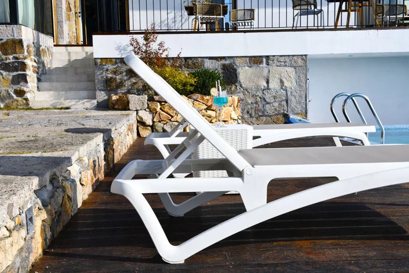 
Patio Hotel Garden Stackable Plastic Beach Swimming Poolside Sunbed 