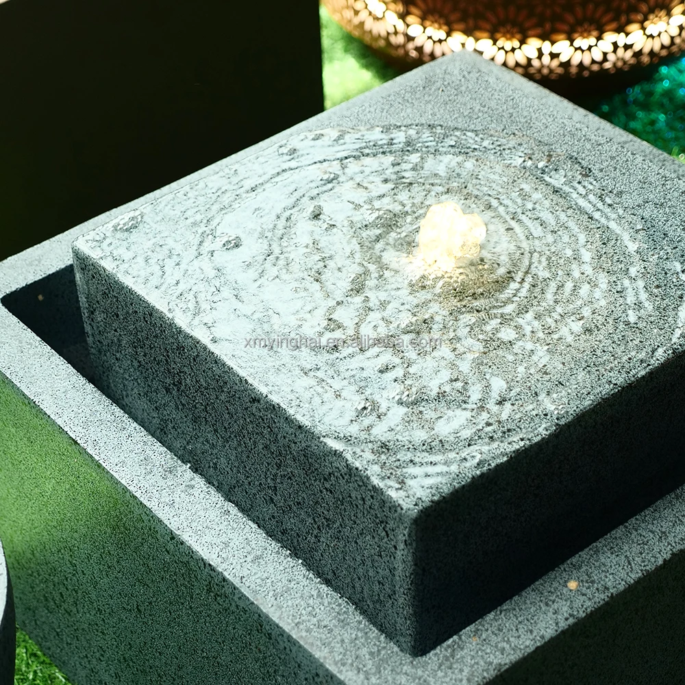 Steel Abstract Sculpture Water Fountain for Garden Outdoor Garden Grey Granite Fountaitus Stone Water Fountain