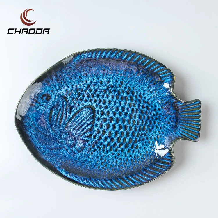 Fancy Design Fish Shaped Plate Customized Ceramic Plate Round Home Item Irregular Shape Dish