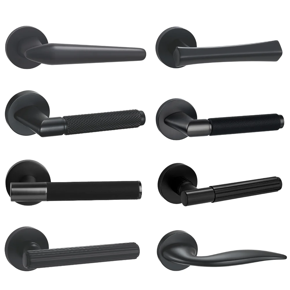 Modern Pvd Gold Door Handle Interior Set Wooden Handle Design for Home Improvement