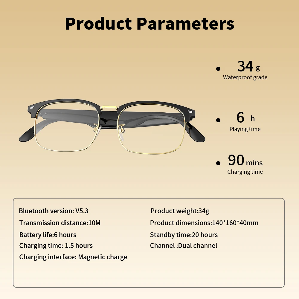 Smart Blue tooth Translation Glasses 138 Languages Translator Blue Light Blocking Glasses