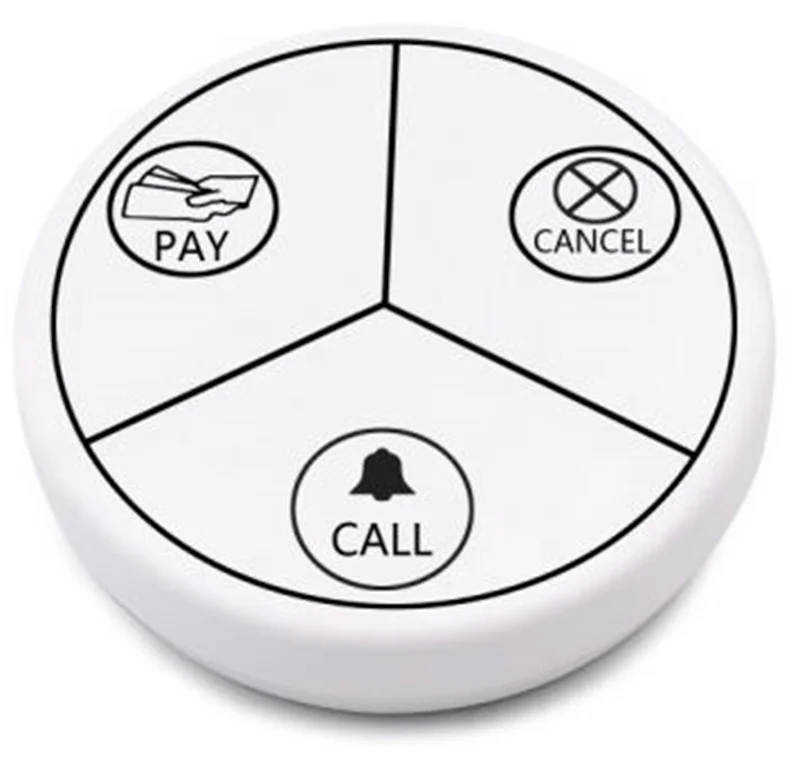 2022 New Self-Powered Three Buttons Wireless Pager Calling Button Table Bell