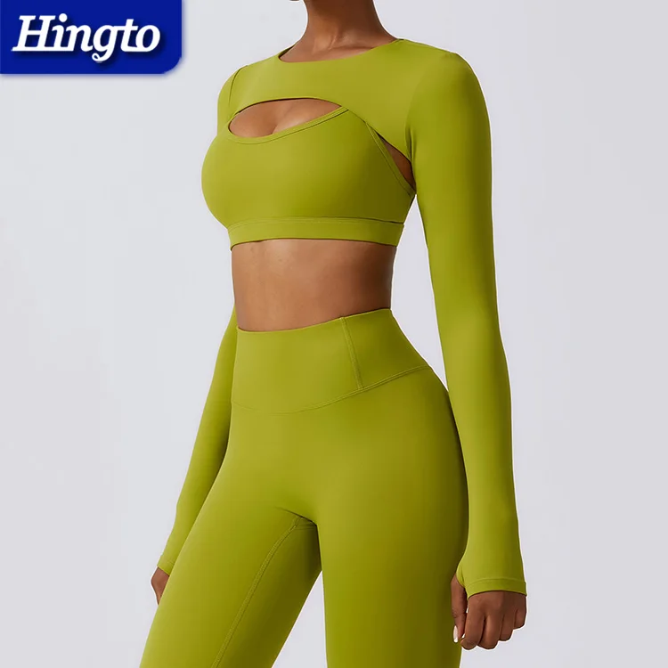 Women gym outfit high waist yoga fitness set 3 piece long sleeve activewear womens workout sets gym fitness sets high waist