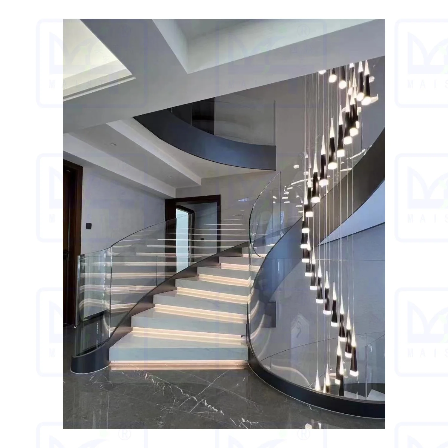 Foshan Stair Railing Indoor Wood Tread Circular Spiral Staircase