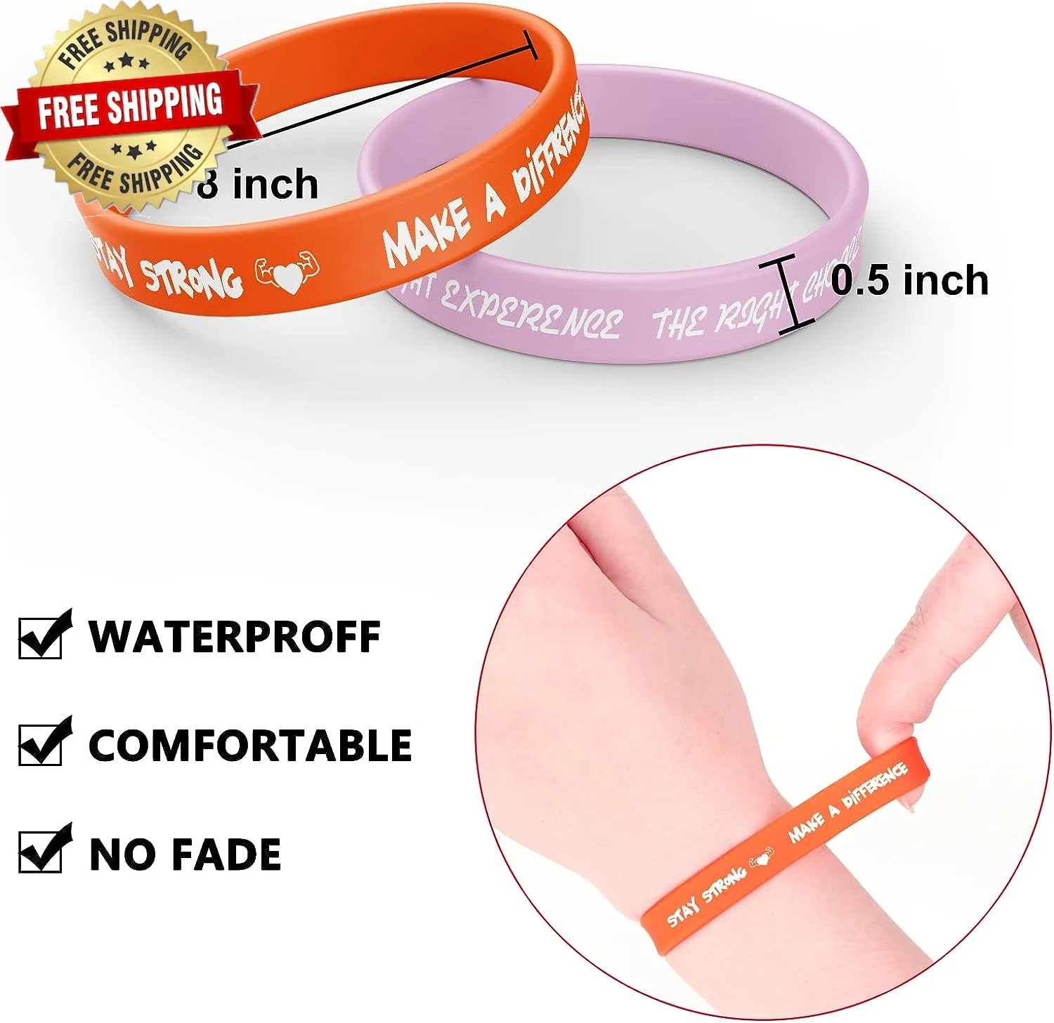 Promotional  Personalized Ink Injected Wrist Band Rubber Bracelet Custom Logo Silicone Wristband for Party& Business Gifts
