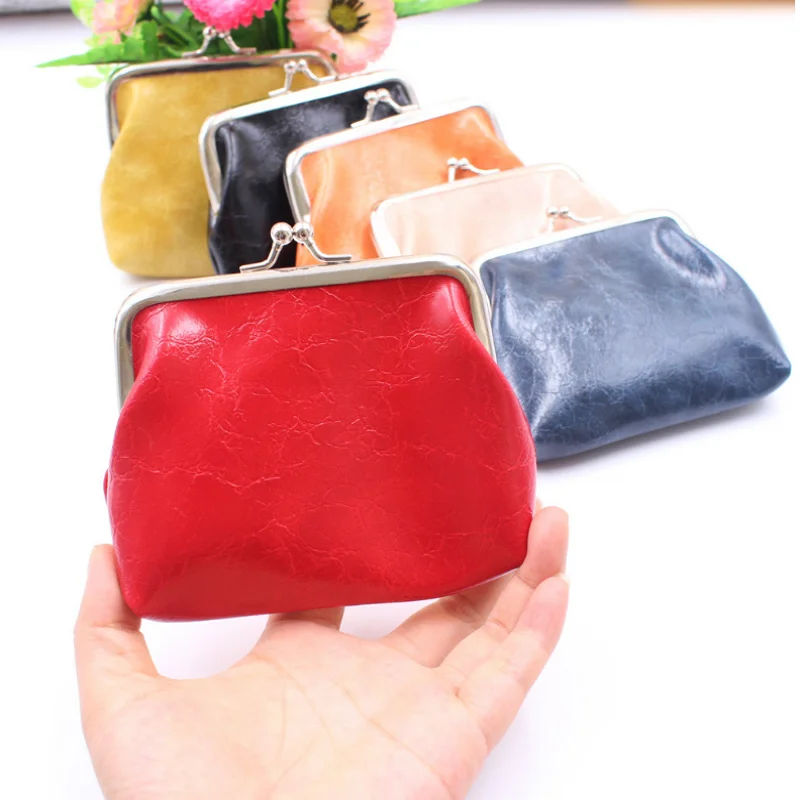 Custom Womens Short Wallet Creative Mini Buckle Coin Purse Portable PU Leather Ladies Clutch Bag