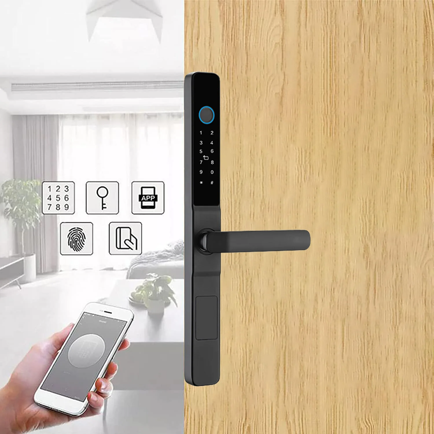 TOPTEQ Y02 Smart Lock TTLock IP65 Waterproof Stainless Steel Handle Lock Aluminium Sliding Door Lock Tuya Waterproof Doorlock