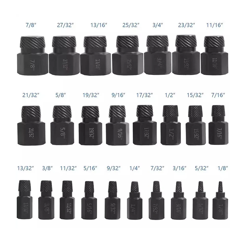 25pieces Broken Bolt Extractor Damaged Screw Extractor Remover Set Hex Shank Screw Remover Extractor Removal Tool Kit
