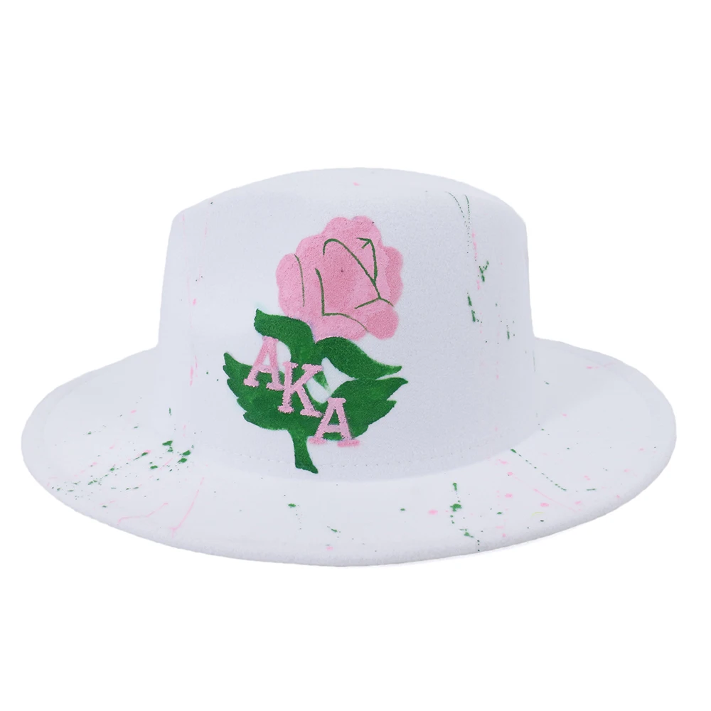 wholesale custom fedora hat women wool fedora hat hand painting black fedora hats