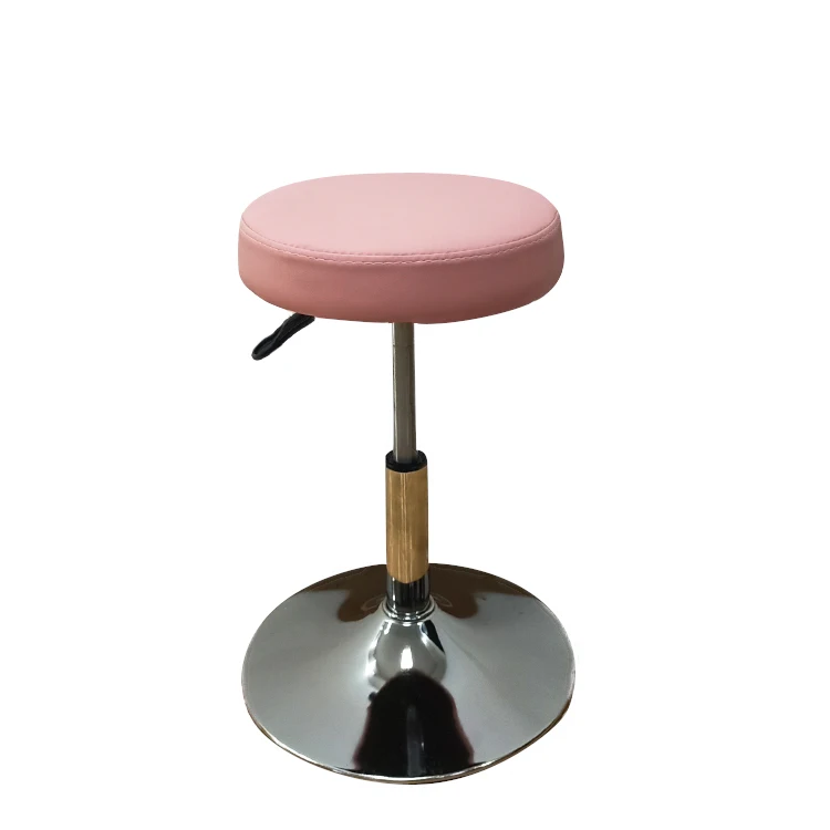 Beauty Spa Pink Stool Adjustable Rolling Salon Stool Hairdressing Master Chair Salon Furniture Barber Chair Chrome Metal Base