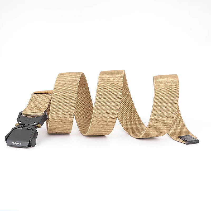 Hot-selling aluminum alloy buckle nylon belt outdoor personality tail elastic double-layer quick release cloth belt